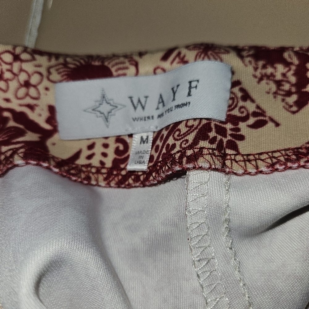 Anthropologie WAYF flare red and cream floral mini skirt. Size medium. - Picture 4 of 5
